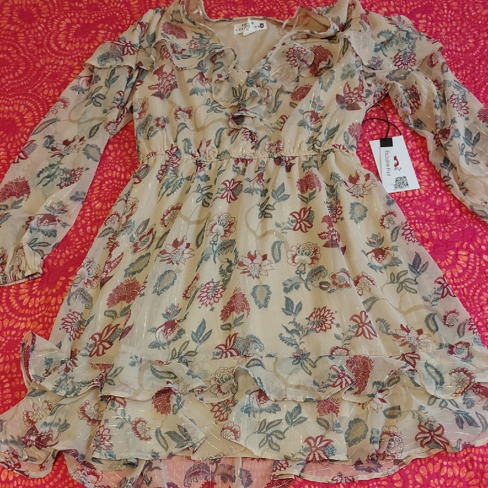TULIP CREATIONS Long Sleeve Dress - Cream